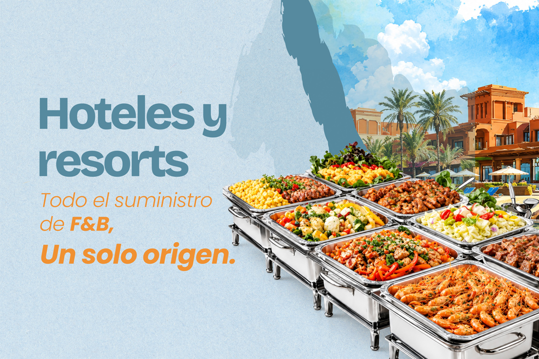 Buffet de desayuno de hotel con productos alimentarios importados — guía de aprovisionamiento de proveedor de alimentos para hoteles